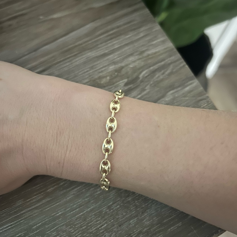 14k puffed mariner link bracelet